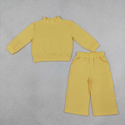 Sibling Baby Girl Kids Long Sleeves Shirts Pockets Pants Sets Cotton Clothes RTS