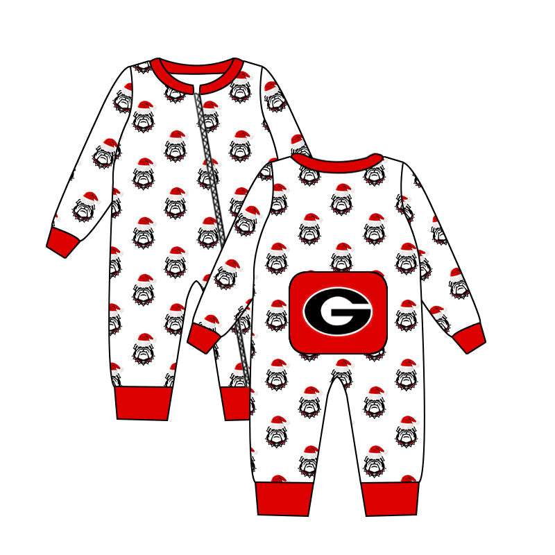 Baby Boy Team Bulldogs Christmas Zipper Romper