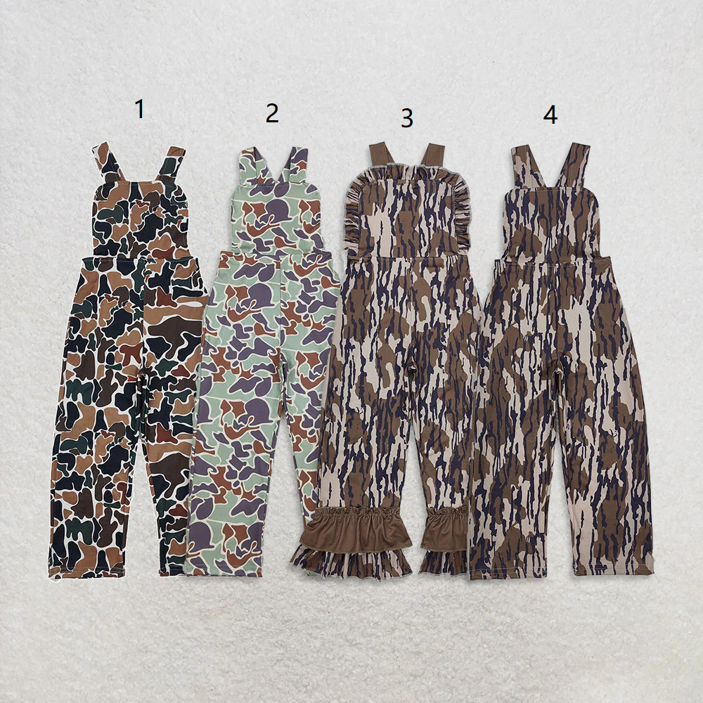 Sibling Baby Boys Kids Camo Print Straps Pants Jumpsuit RTS