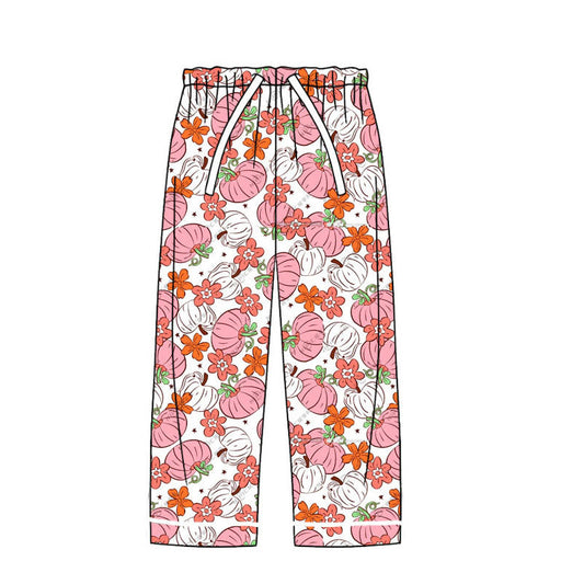 Adult Women Fall Pink Pumpkin Flower Pants Pajamas