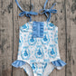 ( No moq ) Preorder Baby Girls Kids Sleeveless Castles Bows Summer One-piece Swimsuit