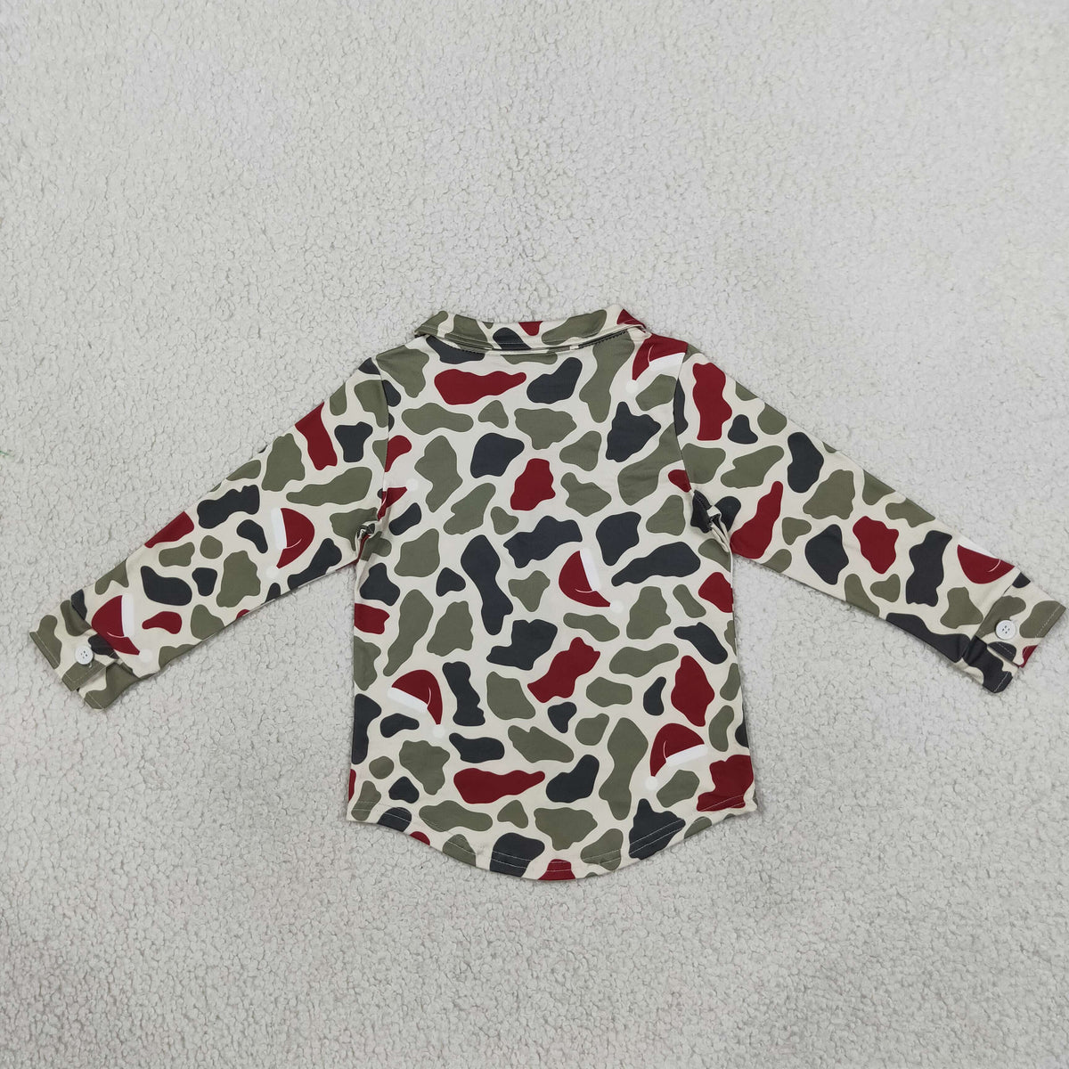 Baby Boys Kids Long Sleeves Green Red Camo Buttons Shirt Tops RTS
