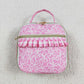 Baby Girl Kids Pink Bows Ruffle Lunch Box Picnic Thermal Bag RTS