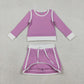 Baby Girls Kids Purple Long Sleeve Shirt Skirts Shorts Yoga Clothes Set RTS