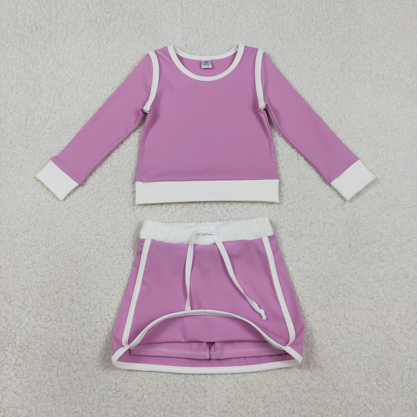 Baby Girls Kids Purple Long Sleeve Shirt Skirts Shorts Yoga Clothes Set RTS