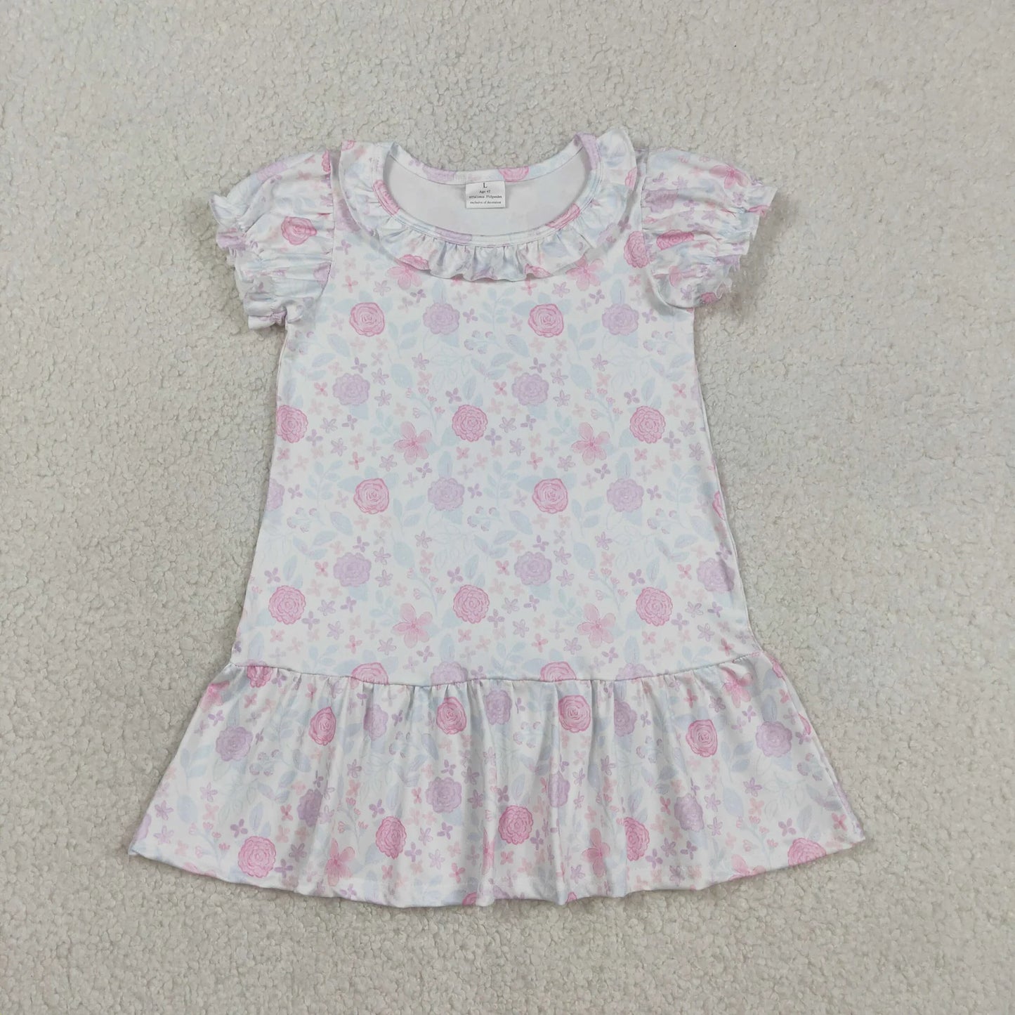 Sibling Baby Girls Kids Short Sleeves Flower Ruffle Romper Dress Summer Clothes RTS