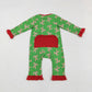 Sibling Boys Girls Christmas Candy Cane Zipper Romper Pajamas Green Set Clothes RTS