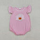 Baby Girl Short Sleeves Embroidery Ghost Pumpkin Halloween Pink Bubble Romper RTS