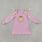 Sibling Baby Girls Kids Embroidery Pumpkins Bows Set Scallop Dress Fall Clothes RTS