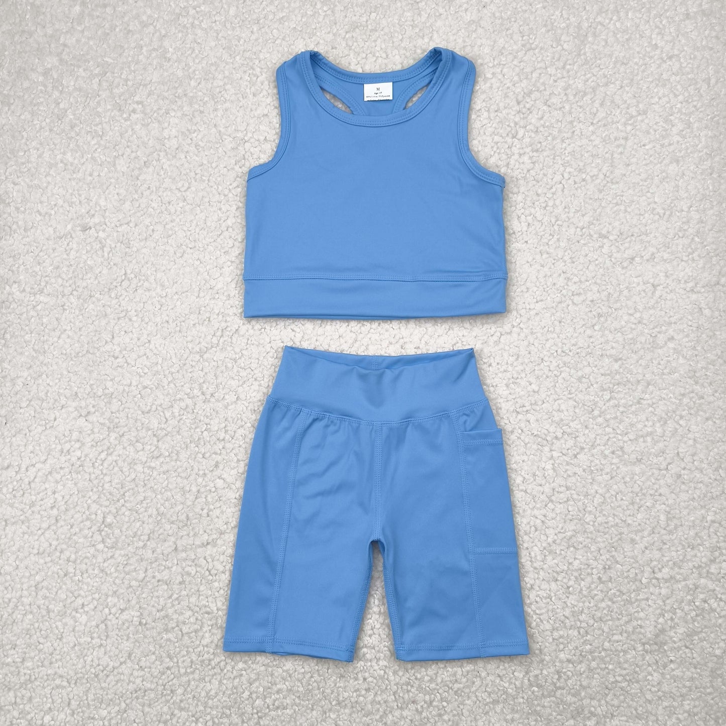 Baby Girl Blue Athletic Active Wear Top Shorts Clothes Set RTS