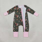 Baby Girls Infant Long Sleeves Ducks Bows Flower Zipper Footie Sleeper Romper Clothes RTS