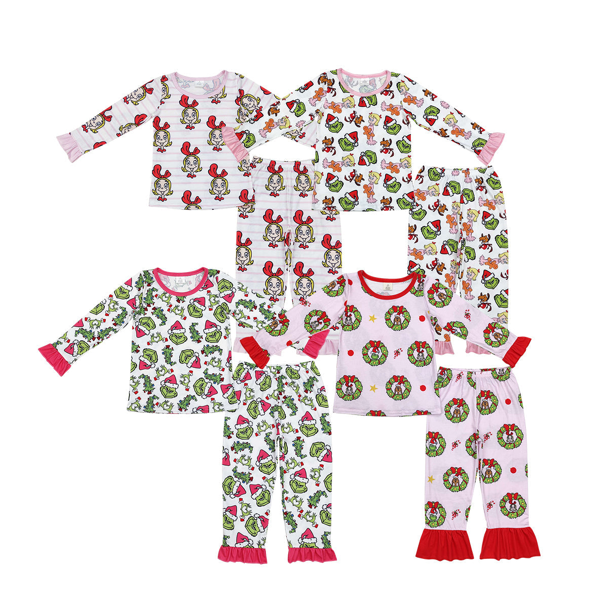 Baby Girl Long Sleeves Christmas Shirt Pants Sibling Pajamas Clothes Set RTS