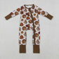 Girls Kids turkey Pumpkin Pie Fall Thanksgiving Zipper Sleeper Romper RTS