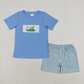 Baby Boy Short Sleeves Embroidery Golf Shirt Shorts Sibling Brother Clothes Set