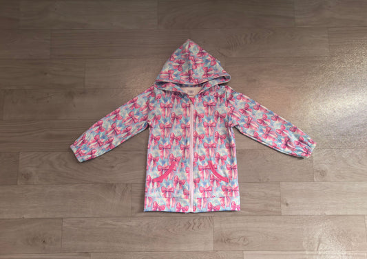 ( No moq ) Preorder Baby Girls Kids Long Sleeves Bows Pockets Hoodie Zipper Shirt Tops