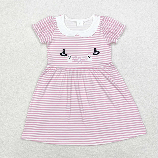 Baby Girl Short Sleeves Halloween Ghost Pink Dress