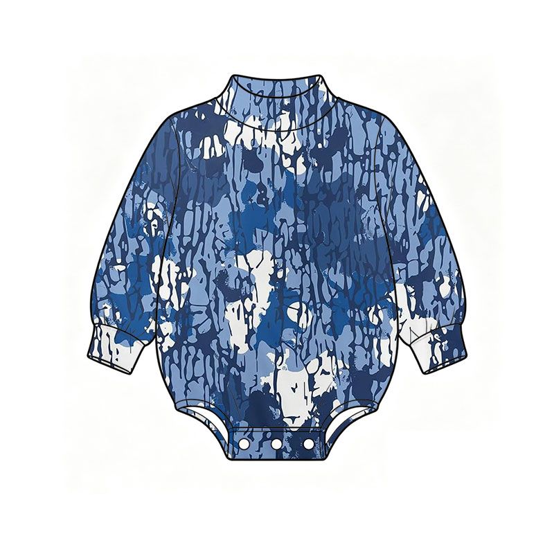 ( Moq 5 )  Preorder Baby Boys Long Sleeves Camo Bubble Romper Blue Clothes