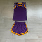 Baby Girls Kids Dots Bows Shirt Shorts Purple Set Summer Clothes RTS
