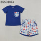 Baby Boys Kids Navy Short Sleeves Shirt Anchors Print Pockets Shorts 4th of July Set RTS
