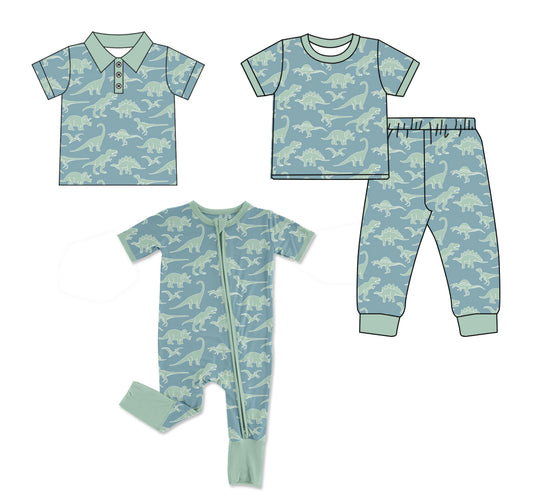 ( Moq 5 Each Style ) Sibling Baby Boys Kids Short Sleeves Dinosaurs Shirt Set Romper Clothes