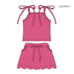 ( Moq 5 ) Preorder Baby Girls Straps Pink Tops Pockets Scallop Skirt Shorts Set Clothes