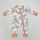 Baby Girl Bamboo Long Sleeves Halloween Fall Ghost Rainbow Flower Zipper Romper