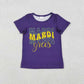 Sibling Baby Girls Purple Short Sleeves Bows Boots Donuts Mardi Gras Shirts Tops
