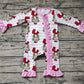 Baby Girl Long Sleeves Pink Face Christmas Zipper Romper