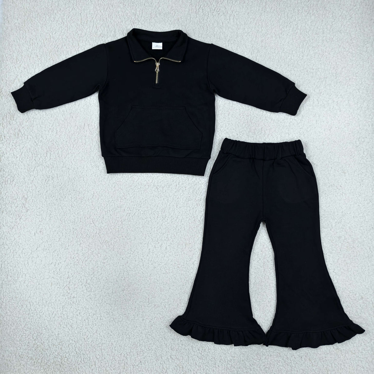 Sibling Baby Girls Kids Long Sleeves Zipper Shirts Pockets Pants Sets Sweatsuit‌ Cotton Clothes RTS