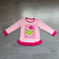 Baby Girl Long Sleeves Green Face Christmas Pink Plaid Ruffle Shirt RTS