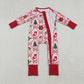 Girls Infant Long Sleeves Gingerbread Bows Santa Zipper Pajamas Footie Romper