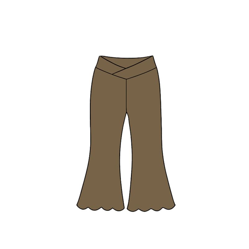 ( Moq 5 ) Baby Girls Kids Scallop Bell Pants Bottoms Yoga Active Olive Clothes