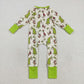 Baby Boy Infant Long Sleeves Dogs Green Face Christmas Zipper Romper RTS