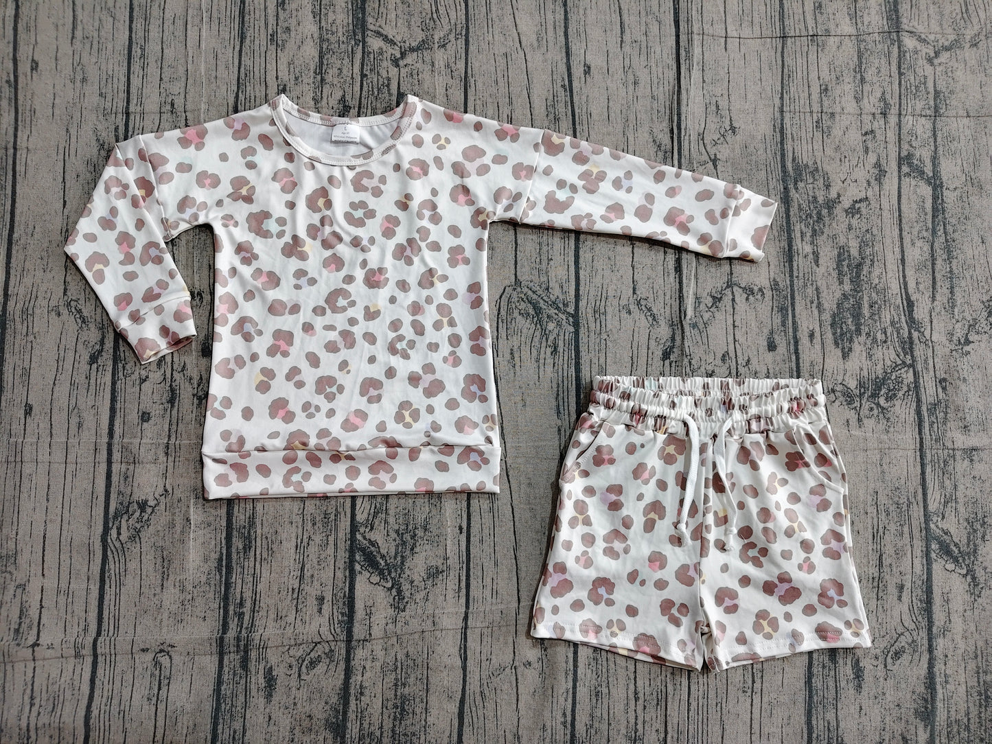 Baby Girls Kids Long Sleeves Leopard Tops Pockets Shorts Clothes Set RTS
