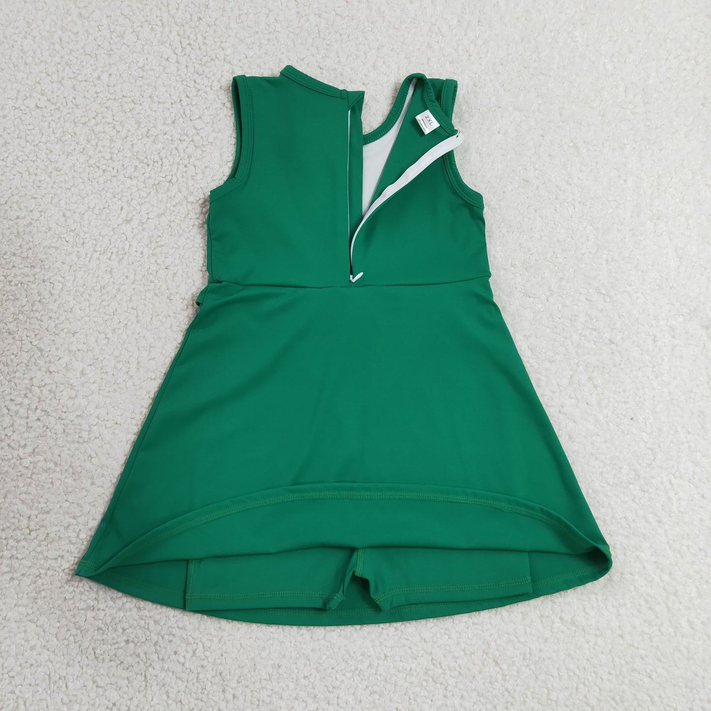 Baby Girls Kids Green Sleeveless Ruffle Yoga Shorts Knee Length Dress RTS