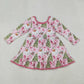 Baby Girl Pink Long Sleeves Santa Tree Christmas Knee Length Dress RTS