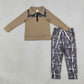 Baby Boys Long Sleeves Zipper Pullover Leaves Pockets Jogger Pants Set Clothes RTS