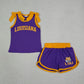 Sibling Baby Girls Kids Sleeveless Bows Cotton Shirts Shorts Sets Cheer Team Clothes RTS