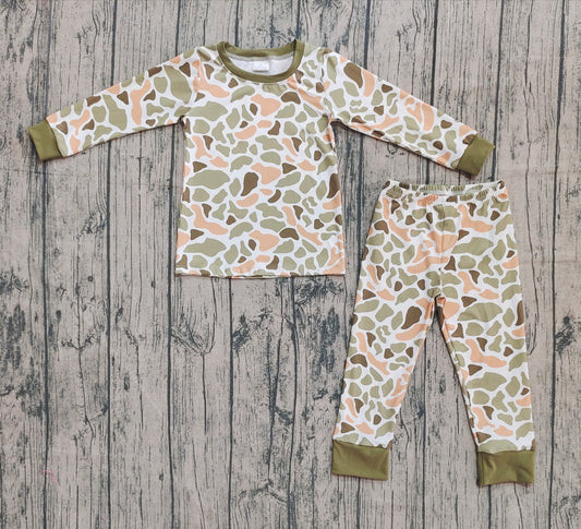 ( No moq ) Preorder Baby Boy Long Sleeves Camo Shirt Pants Pajamas Clothes Set