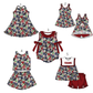( Moq 5 Each Style ) Baby Girls Kids Sleeveless Football Flower Cow Sibling Romper Dresses Sets