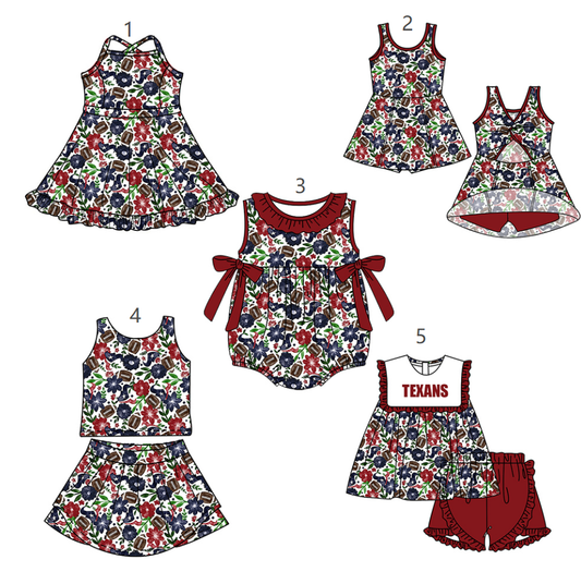 ( Moq 5 Each Style ) Baby Girls Kids Sleeveless Football Flower Cow Sibling Romper Dresses Sets
