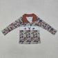 Sibling Boys Kids Long Sleeves Embroidery Dogs Ducks Deer Hunting Zipper Shirt Tops