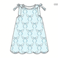 ( Moq 5 ) Preorder Baby Girls Kids Sleeveless Blue Bows Leopard Knee Length Dress