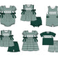 ( Moq 5 ) Baby Girls Toddler Short Sleeves Stripes Green Bows Tunic Shorts Team Set
