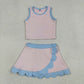 Baby Girls Kids Pink Tops Scallop Skirt Shorts Yoga Active Set Summer Clothes RTS