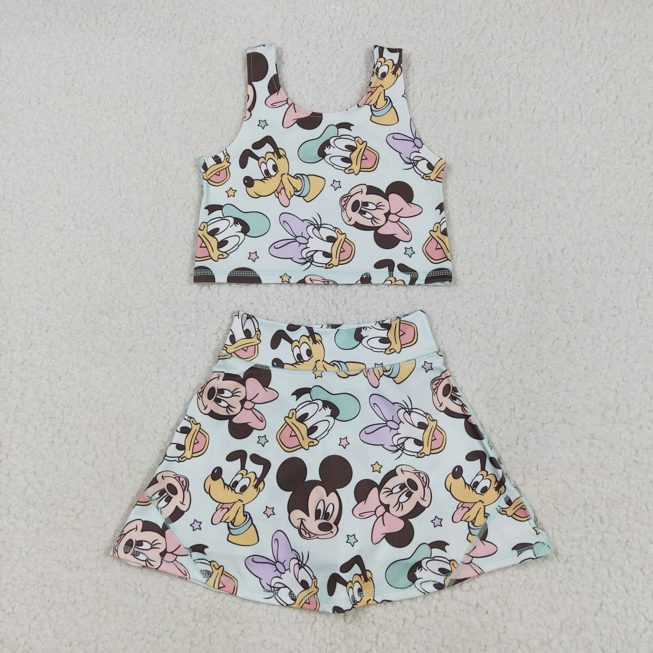 Baby Girl Sleeveless Mouse Yoga Active Wear Skort Set Sibling Cartoon Clothes RTS