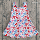 Baby Girls Kids Sleeveless Bows 4th of July Shorts Scallop Knee Length Dress RTS