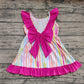 Baby Girl Colorful Stripes Bows Knee Length Dress RTS