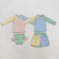 Sibling Baby Boys Girls Kids Long Sleeves Zipper Tops Shorts Sets Swimsuits Clothes RTS