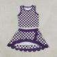 Sibling Baby Girls Kids Sleeveless Checked Shirts Scallop Skirts Shorts Yoga Active Sets Clothes RTS
